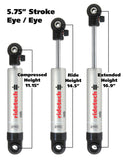 Ridetech HQ Series Shock Absorber Single Adjustable 5.75in Stroke Eye/Eye Mounting 11.15in x 16.9in - 22169841