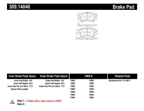 StopTech Performance Front Brake Pads 11-16 Chevy Caprice - 309.14040