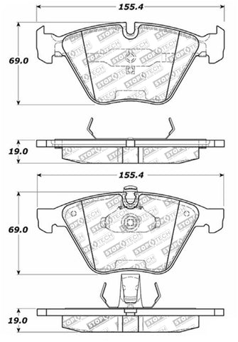 StopTech Street Touring 07-09 BMW E90/E92/E93 335i Coupe/Sedan Front Brake Pads D918 - 308.09180