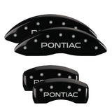 MGP 4 Caliper Covers Engraved Front Pontiac Engraved Rear Arrow Black finish silver ch - 18025SPONBK