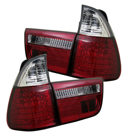 Spyder BMW E53 X5 00-06 4PCS LED Tail Lights Red Clear ALT-YD-BE5300-LED-RC - 5000804