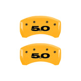 MGP 4 Caliper Covers Engraved Front Mustang Engraved Rear 50 Yellow finish black ch - 10198SM50YL