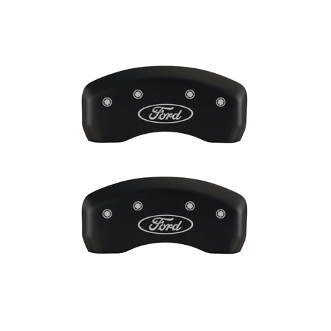 MGP 4 Caliper Covers Engraved Front & Rear Oval logo/Ford Red finish silver ch - 10216SFRDRD