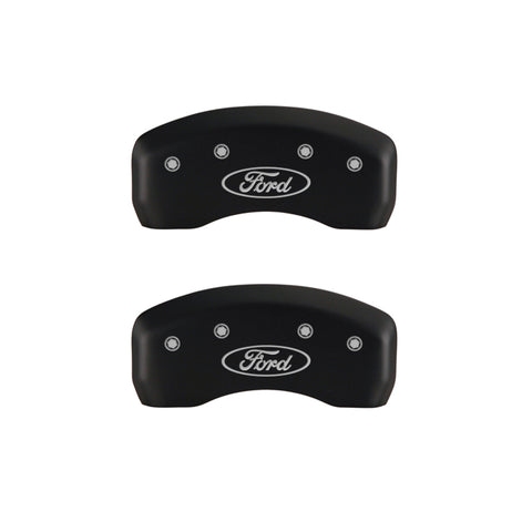 MGP 4 Caliper Covers Engraved Front & Rear Oval logo/Ford Red finish silver ch - 10242SFRDRD