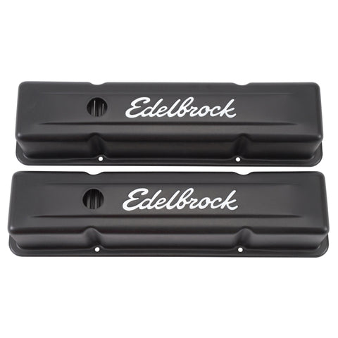 Edelbrock Valve Cover Signature Series Chevrolet 1959-1986 262-400 CI V8 Tall Black - 4643