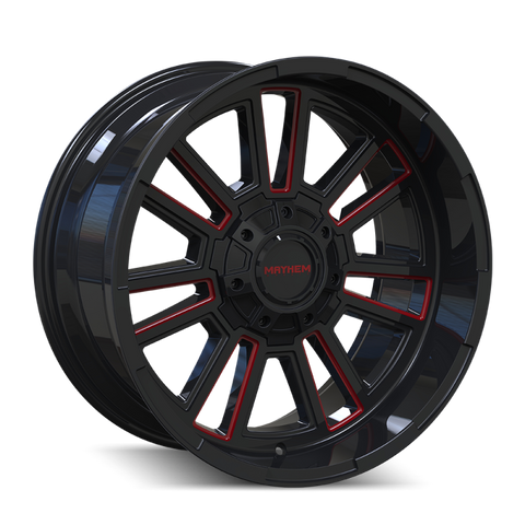 Mayhem 8115 Apollo 20x10 / 8x165.1 BP / -19mm Offset / 125.2mm Hub Black w/ Prism Red Wheel - 8115-2181BTR