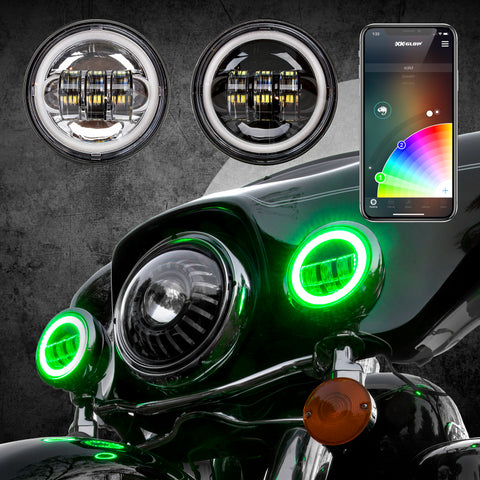 XK Glow 4.5In Black RGB LED Harley Running Light XKchrome Bluetooth App Controlled Kit - XK042011-B
