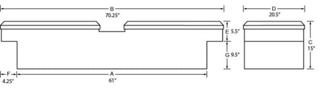 Tradesman Aluminum Gull Wing Cross Bed Truck Tool Box (70in.) - Brite - 9150T