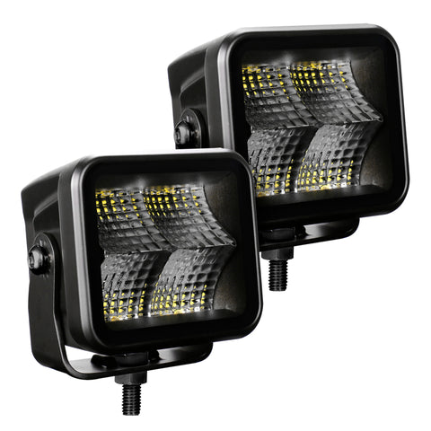 Go Rhino Xplor Blackout Series Cube LED Flood Light Kit (Surface/Threaded Stud Mnt) 3x3 - Blk (Pair) - 750400321FCS