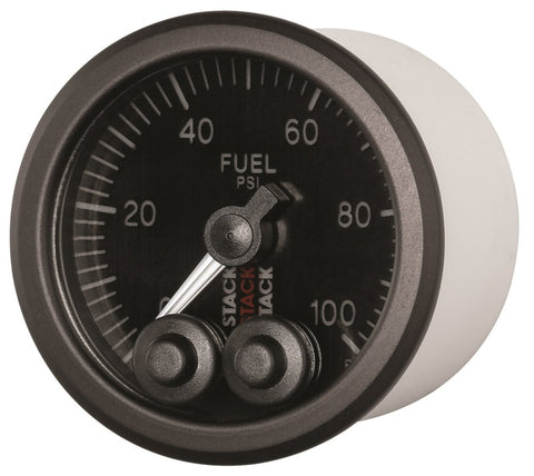 Autometer Stack Instruments Pro Control 52mm 0-100 PSI Fuel Pressure Gauge - Black (1/8in NPTF Male) - ST3506