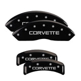 MGP 4 Caliper Covers Engraved F & R C4/Corvette Black Finish Silver Char 1988 Chevrolet Corvette - 13013SCV4BK