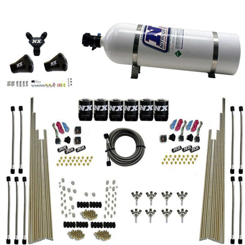 Nitrous Express 8 Cyl Triple-D Dry Direct Port 3 Stage Dry 6 Solenoids Nitrous Kit w/15lb Bottle - 80020-15