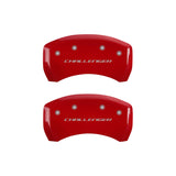 MGP 4 Caliper Covers Engraved Front & Rear Block/Challenger Red finish silver ch - 12181SCLBRD