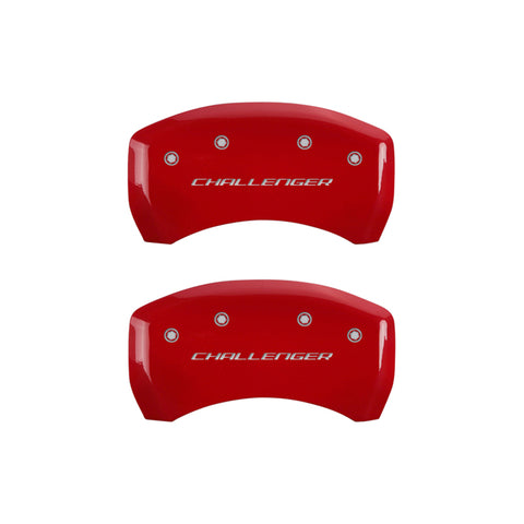 MGP 4 Caliper Covers Engraved Front & Rear Block/Challenger Red finish silver ch - 12181SCLBRD