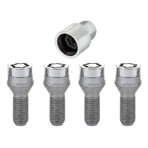 McGard Wheel Lock Bolt Set - 4pk. (Cone Seat) M14X1.25 / 17mm Hex / 27.3mm Shank Length - Chrome - 27226