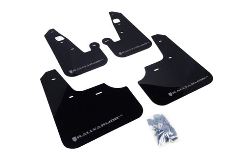 Rally Armor 07-17 Mitsubishi Lancer Black UR Mud Flap w/ Silver Logo - MF8-UR-BLK/SIL