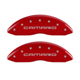 MGP 4 Caliper Covers Engraved Front Gen 4/Camaro Engraved Rear Gen 4/Z28 Red finish silver ch - 14027SZ84RD