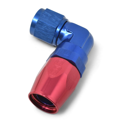 Russell Performance -10 AN Red/Blue 90 Degree Forged Aluminum Swivel Hose End - 613660