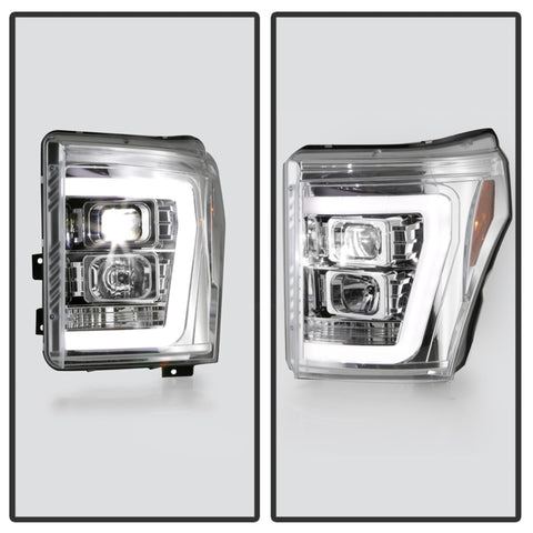 Spyder Ford F250/350/450 11-16 V2 High-Power LED Headlights-White Light Bar-Chrome PRO-YD-FS11V2PL-C - 5087881