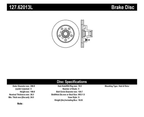 StopTech Slotted & Drilled Sport Brake Rotor - 127.62013L