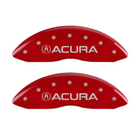 MGP 4 Caliper Covers Engraved Front Acura Engraved Rear MDX Red finish silver ch - 39013SMDXRD