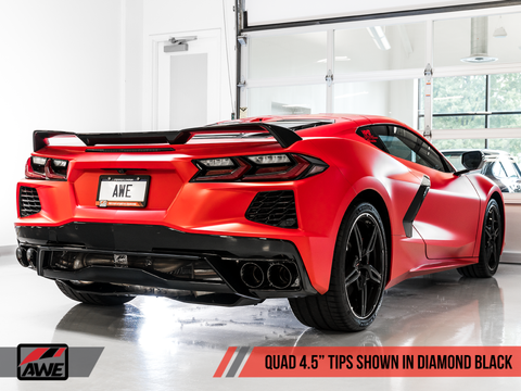 AWE Tuning 2020 Chevrolet Corvette (C8) Track Edition Exhaust - Quad Diamond Black Tips - 3020-43086