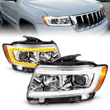 ANZO 11-13 Jeep Grand Cherokee (Factory Halogen Only) Projector Headlights w/Light Bar Swchbk Chrome - 111569