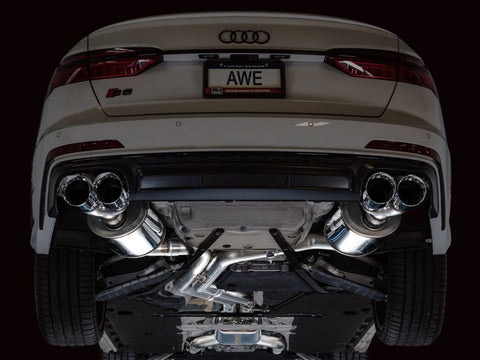 AWE Tuning 19-23 Audi C8 S6/S7 2.9T V6 AWD Touring Edition Exhaust - Chrome Silver Tips - 3015-42103