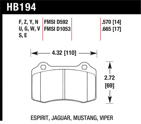 Hawk 00-05 Ferrari 360 3.6L DTC-60 Race Front Brake Pads - HB194G.665