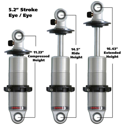 Ridetech HQ Series CoilOver Shock 5.2in Travel 2.5in Coil Eye/Eye Mounting 11.225inx16.425in - 24159901