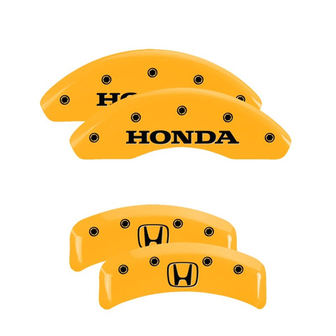 MGP 4 Caliper Covers Engraved Front & Rear MGP Yellow Finish Black Char 2003 Honda Element - 20076SMGPYL