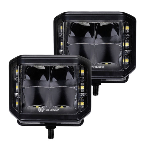 Go Rhino Xplor Blackout Series Cube LED Sideline Spot Light Kit (Surface Mount) 4x3 - Blk (Pair) - 750700321SCS