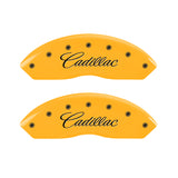 MGP 4 Caliper Covers Engraved F & R Cursive/Cadillac Yellow Finish Black Char 2017 Cadillac XT5 - 35025SCADYL