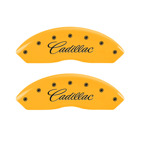 MGP 4 Caliper Covers Engraved F & R Cursive/Cadillac Yellow Finish Black Char 2007 Cadillac DTS - 35005SCADYL