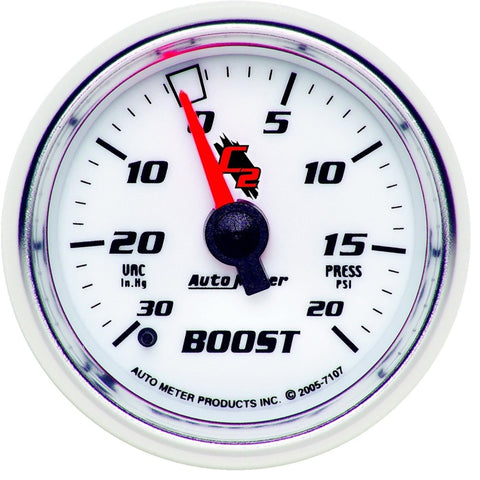 Autometer C2 52mm 30 in hg/20 PSI Mechanical Boost Vacuum Gauge - 7107