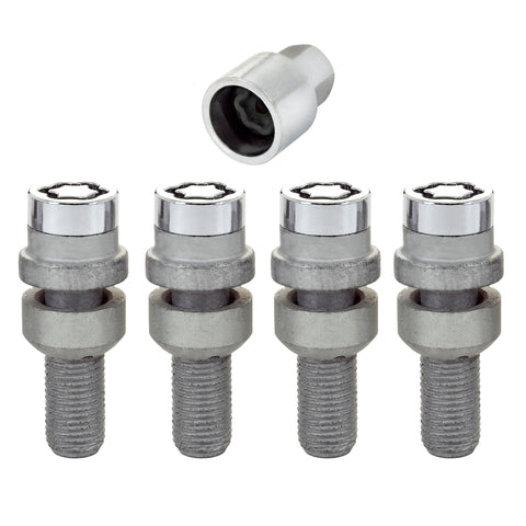 McGard Wheel Lock Bolt Set - 4pk. (Radius Seat) M14X1.5 / 17mm Hex / 28.2mm Shank Length - Chrome - 28020