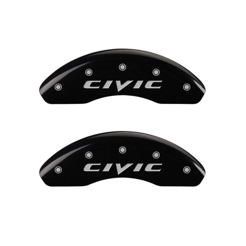 MGP Front set 2 Caliper Covers Engraved Front 2015/Civic Black finish silver ch - 20212FCIVBK