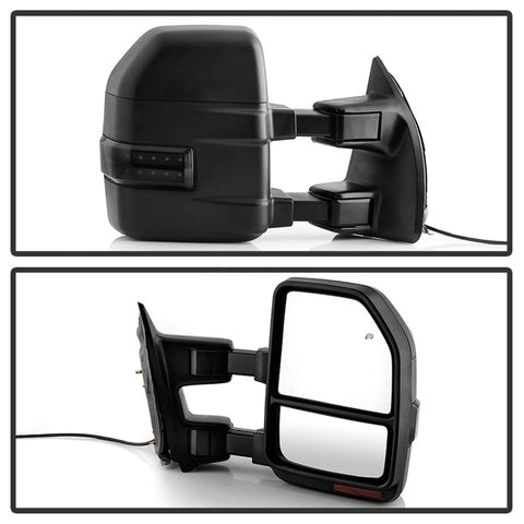 xTune 99-07 Ford SuperDuty Heated LED Telescoping Pwr Mirrors-Smk (Pair) (MIR-FDSD99S-G4-PW-RSM-SET) - 9943157