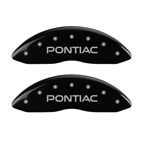 MGP 4 Caliper Covers Engraved Front Pontiac Engraved Rear GTO Black finish silver ch - 18029SGTOBK