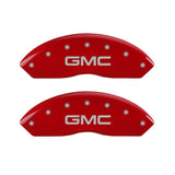 MGP 4 Caliper Covers Engraved Front & Rear GMC Red Finish Silver Char 2019 GMC Arcadia - 34212SGMCRD