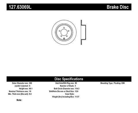 StopTech Slotted & Drilled Sport Brake Rotor - 127.63069L