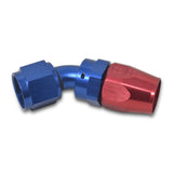 Russell Performance -6 AN Red/Blue 45 Degree Full Flow Hose End - 610090