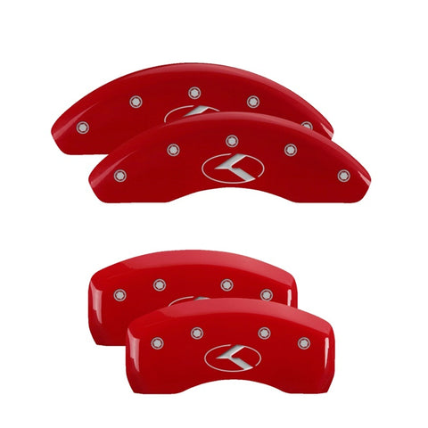 MGP 4 Caliper Covers Engraved Front & Rear Circle K/Kia Red Finish Silver Char 2011 Kia Optima - 21187SCRKRD