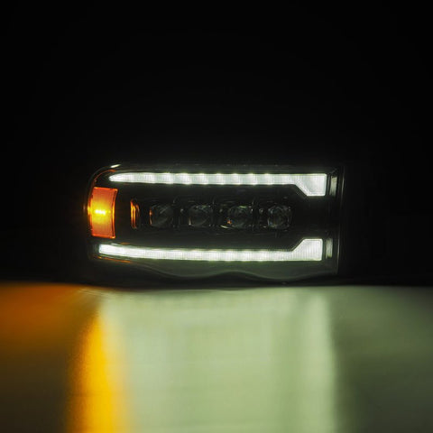 AlphaRex 02-05 Dodge Ram 1500 NOVA LED Proj Headlights Alpha Black w/Activ Light/Seq Signal - 880566