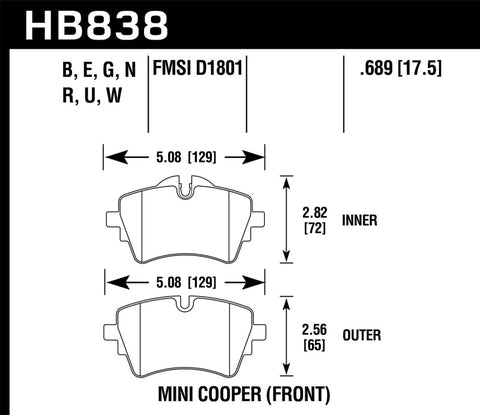 Hawk 17-19 Mini Cooper Clubman 1.5L PC Street Front Brake Pads - HB838Z.689