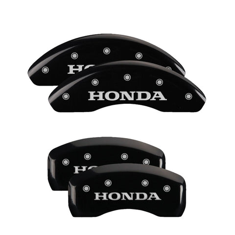 MGP 4 Caliper Covers Engraved Front Honda Engraved Rear H Logo Black finish silver ch - 20203SHOHBK