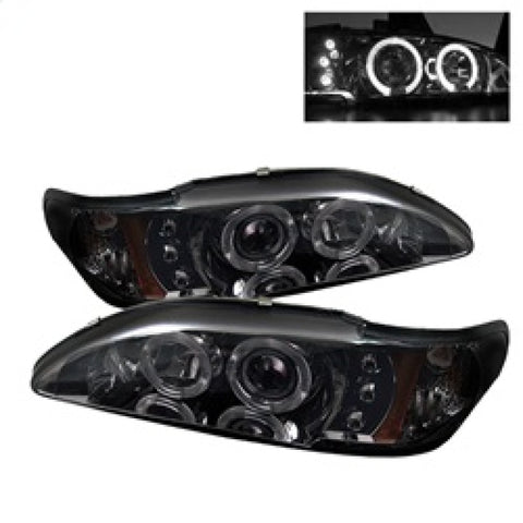 Spyder Ford Mustang 94-98 1PC Projector LED Halo Amber Reflctr LED Smk PRO-YD-FM94-1PC-AM-SMC - 5010414