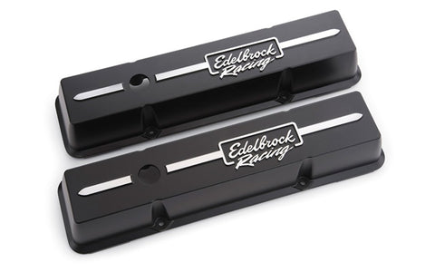 Edelbrock Valve Cover Racing Series Chevrolet 1959-1986 262-400 CI V8 Low Black - 41633