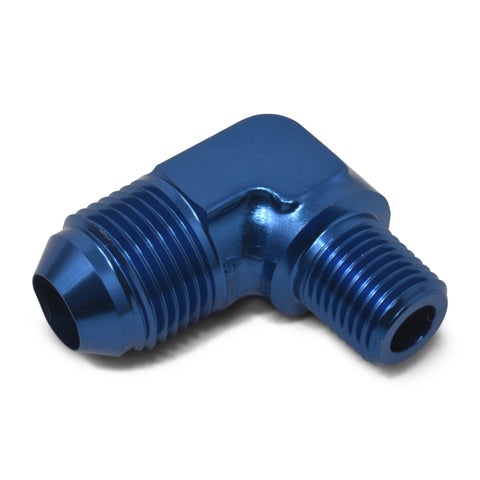 Russell Performance -6 AN to 1/4in NPT 90 Degree Flare to Pipe Adapter (Blue) - 660820