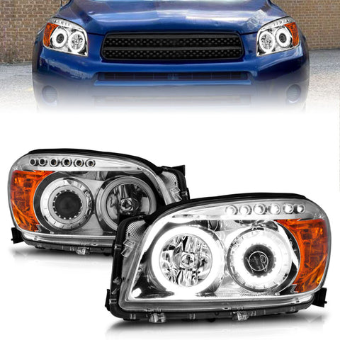 ANZO 2006-2008 Toyota Rav4 Projector Headlights w/ Halo Chrome (CCFL) - 111121